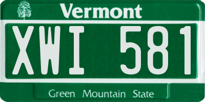 VT license plate XWI581