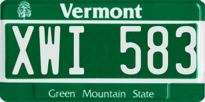 VT license plate XWI583