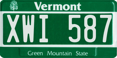 VT license plate XWI587