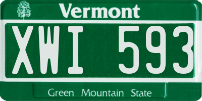VT license plate XWI593