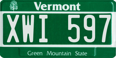 VT license plate XWI597