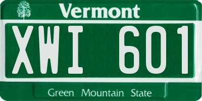 VT license plate XWI601