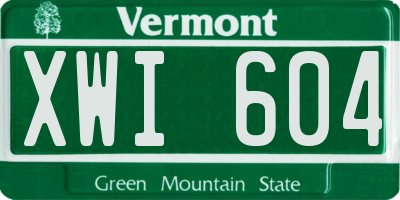VT license plate XWI604