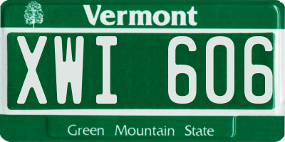 VT license plate XWI606
