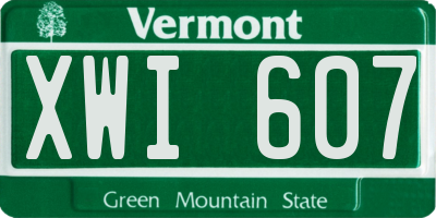 VT license plate XWI607