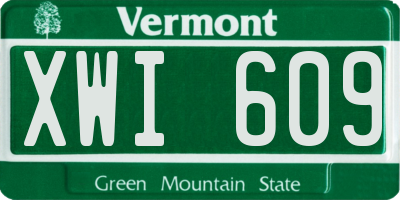 VT license plate XWI609