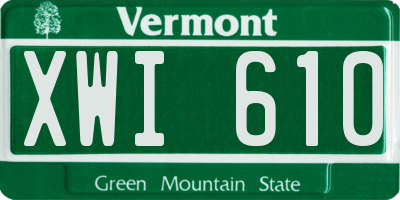 VT license plate XWI610