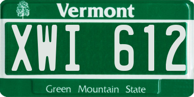 VT license plate XWI612
