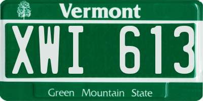 VT license plate XWI613