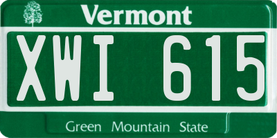 VT license plate XWI615