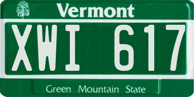 VT license plate XWI617