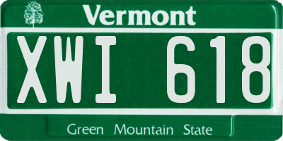 VT license plate XWI618