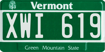 VT license plate XWI619