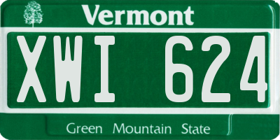 VT license plate XWI624