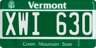 VT license plate XWI630