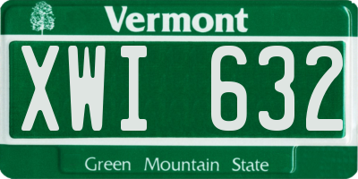 VT license plate XWI632