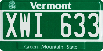 VT license plate XWI633