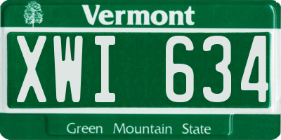 VT license plate XWI634