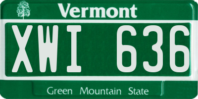VT license plate XWI636