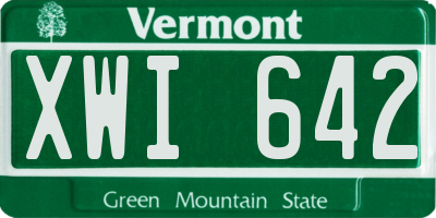 VT license plate XWI642