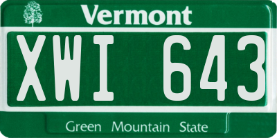 VT license plate XWI643