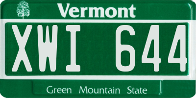 VT license plate XWI644
