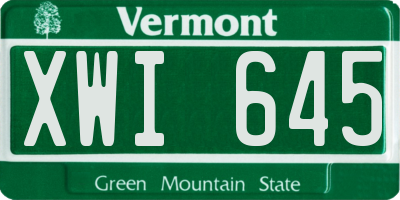 VT license plate XWI645