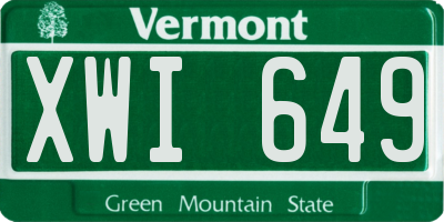 VT license plate XWI649