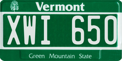 VT license plate XWI650