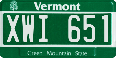 VT license plate XWI651