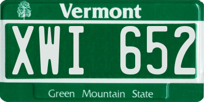 VT license plate XWI652