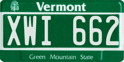 VT license plate XWI662