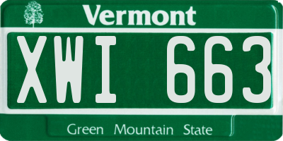 VT license plate XWI663