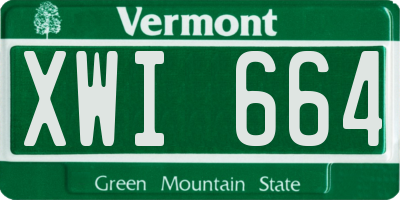 VT license plate XWI664