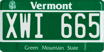 VT license plate XWI665