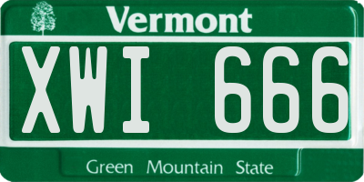 VT license plate XWI666