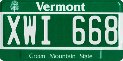 VT license plate XWI668