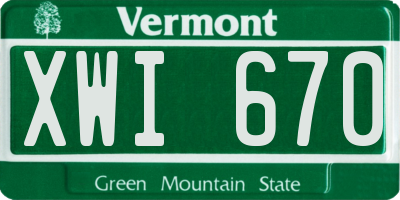 VT license plate XWI670