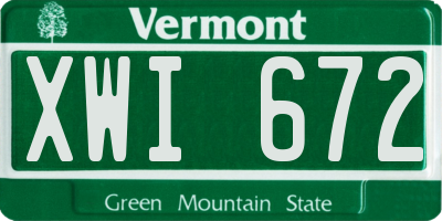 VT license plate XWI672
