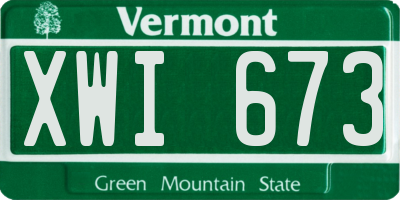 VT license plate XWI673