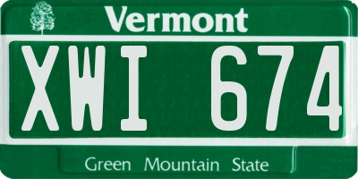 VT license plate XWI674