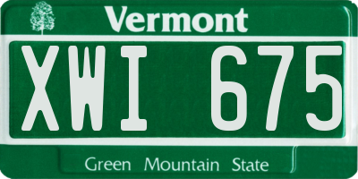 VT license plate XWI675