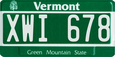 VT license plate XWI678
