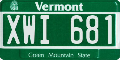 VT license plate XWI681