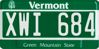 VT license plate XWI684