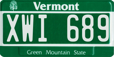 VT license plate XWI689