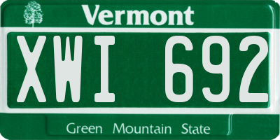 VT license plate XWI692