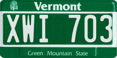 VT license plate XWI703