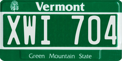 VT license plate XWI704