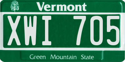 VT license plate XWI705